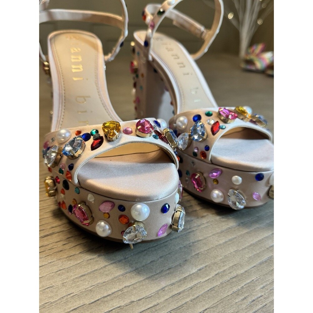 GIANNI BINI Nude Multi-Gem Platform Heels. Size 7.5 - Picture 8 of 9